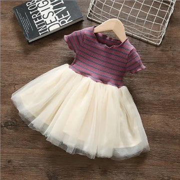 Sweet Knit & Tulle Party Dress for Girls