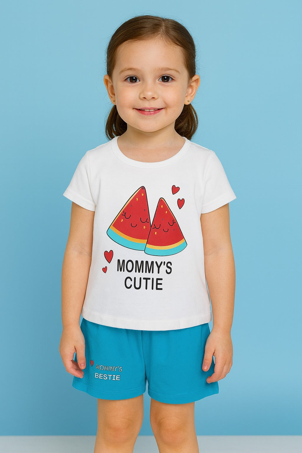 Mommy’s Cutie Printed T-Shirt & Shorts Set - Inayah Fashion