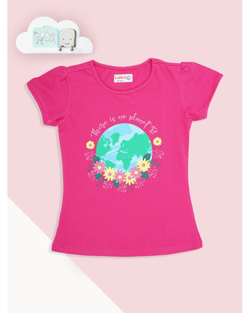 “There Is No Planet B” Fuchsia Pink Eco Graphic Tee – Stylish Cotton Top for Girls