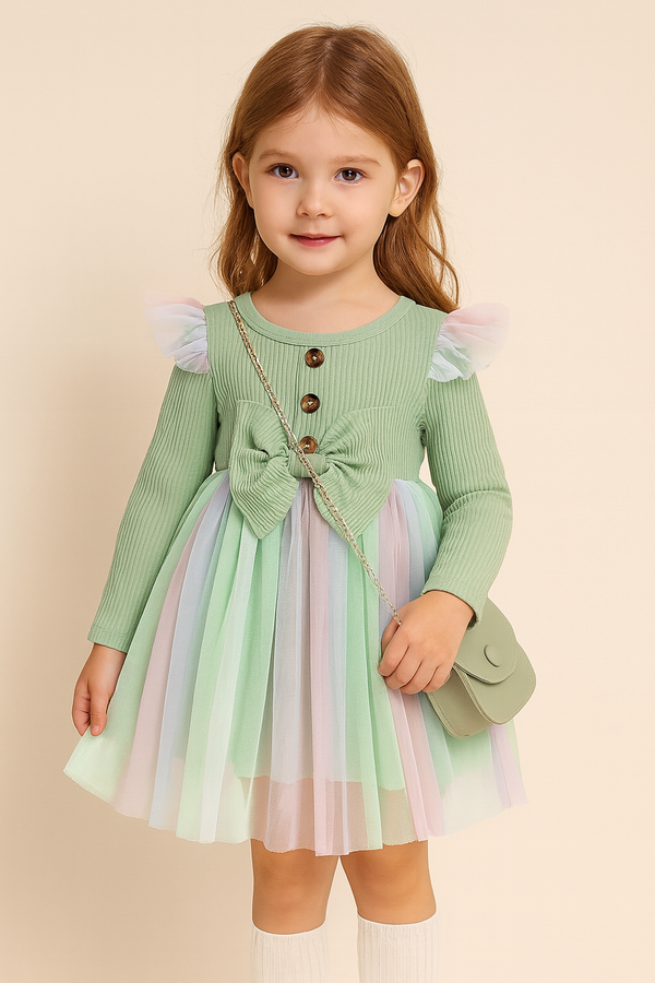 Adorable Mint Green Baby Dress Set with Lion Print – 3 Piece Outfit main image 0