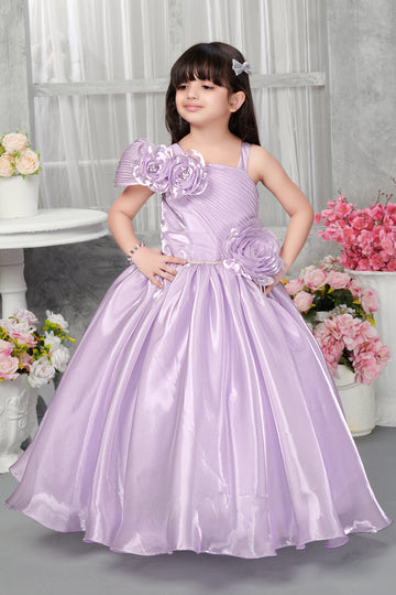 Lavender Princess Party Gown – Premium Satin Finish