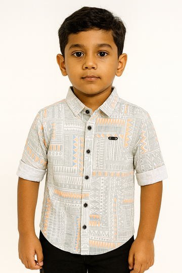 Grey Printed Half Sleeve Shirt Stylish Casual and Party Wear Shirt