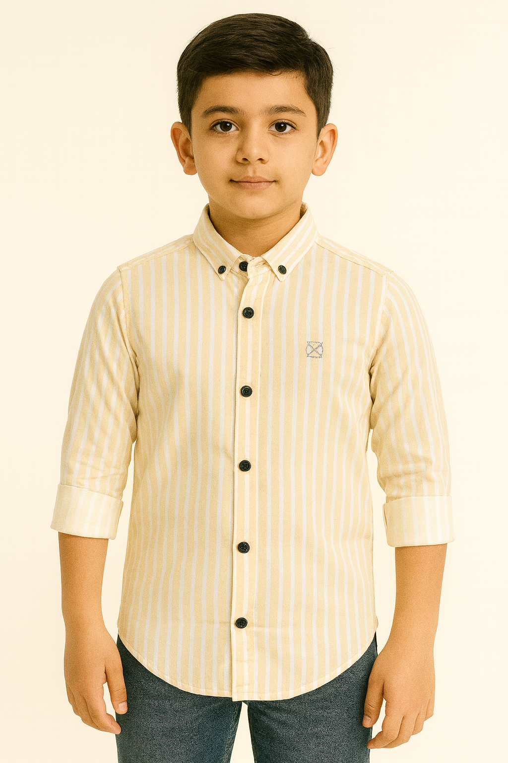 Yellow Striped Full Sleeve Shirt Stylish Casual and Party Wear Shi - Inayah Fashion