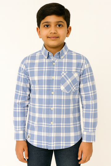 Blue Checked Full Sleeve Shirt Stylish Casual and Party Wear Shirt