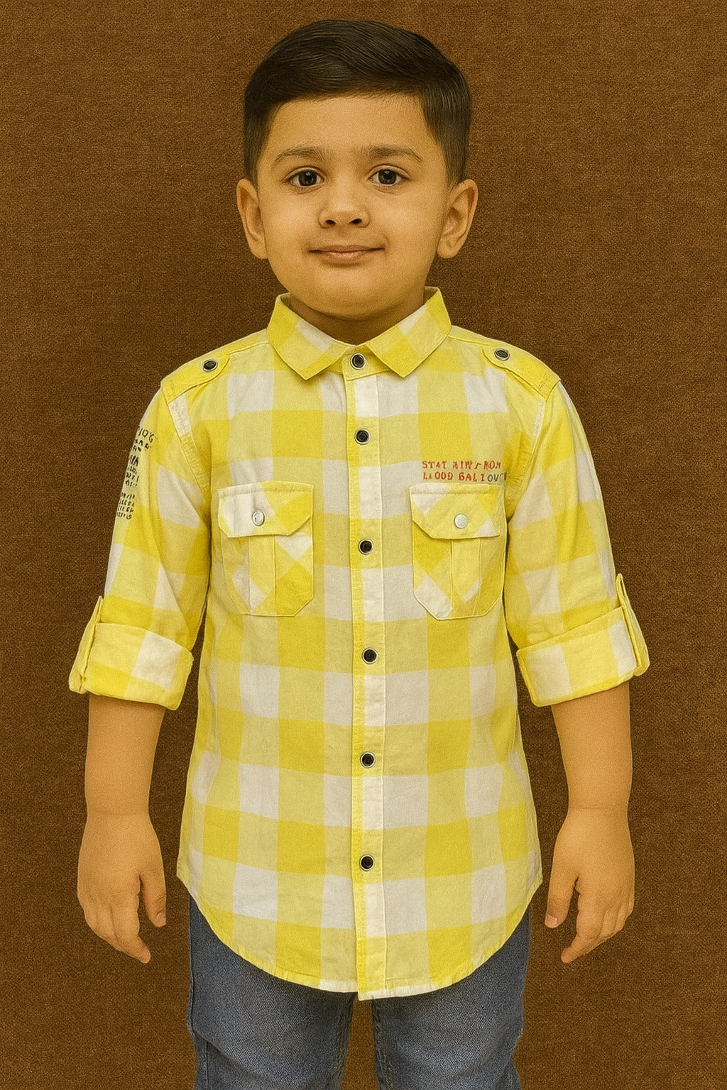 Yellow Checked Full Sleeve Shirt Stylish Casual and Party Wear Shirt for Kids - Inayah Fashion
