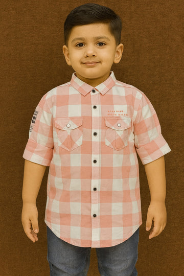 Pink Checked Half Sleeve Shirt Stylish Casual and Party Wear Shirt for Kids