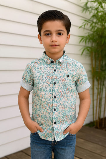Boys Printed Half Sleeve Shirt Stylish Casual and Party Wear Shirt