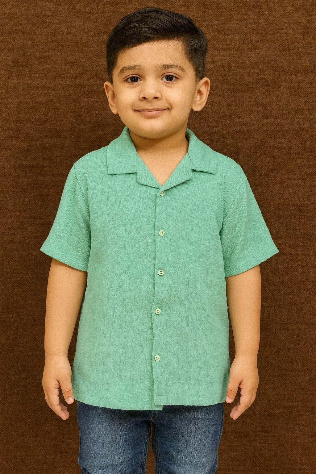Boys Green Half Sleeve Shirt Stylish Casual and Party Wear Shirt - Inayah Fashion