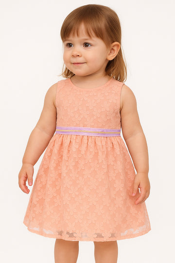 Dark Peach Paisley Garden Embroidered Lace Dress