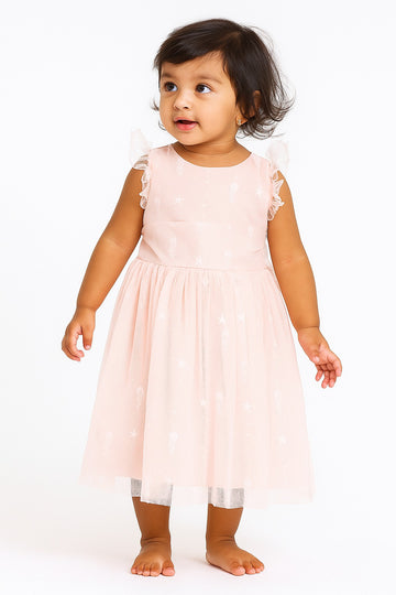 Light Pink Paisley Garden Embroidered Lace Dress