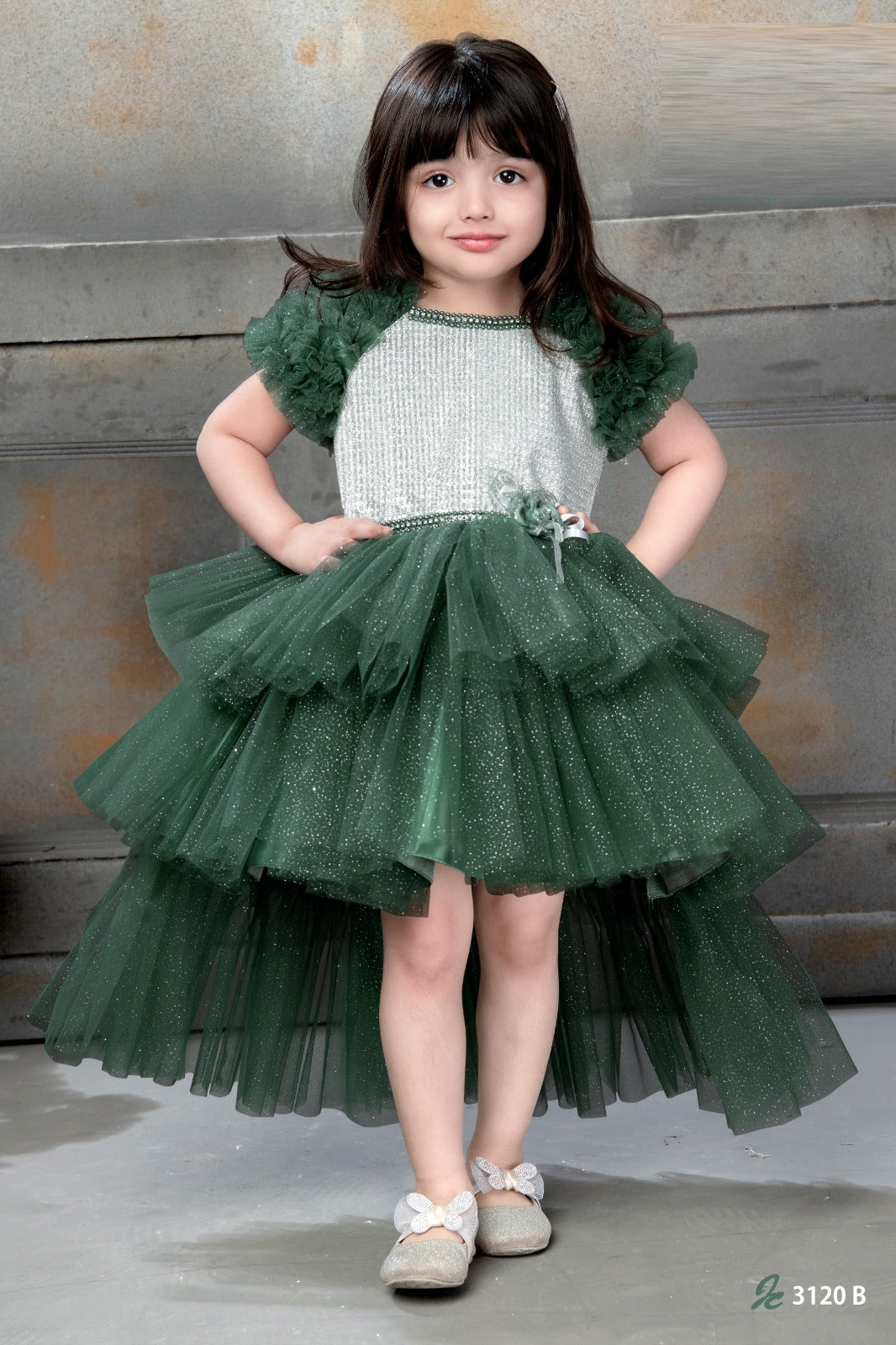Elegant Multi Layered Party wear Applique Sleeveless Party Dress - Inayah Fashion