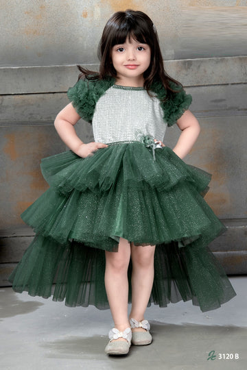 Elegant Multi Layered Party wear Applique Sleeveless Party Dress - Inayah Fashion