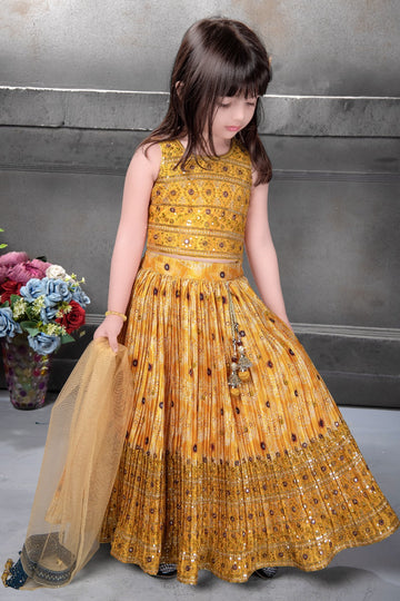 Amber Golden Printed And Sequin Work Lehenga Choli