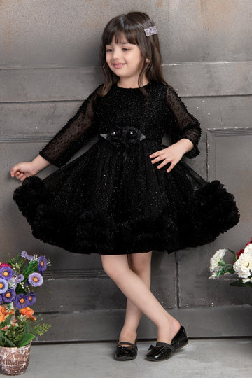 Elegant Party Occassion Black Colour Layered Dress
