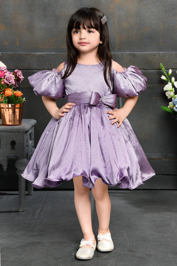 Elegant Lavender Cold-Shoulder Party Frock for Girls