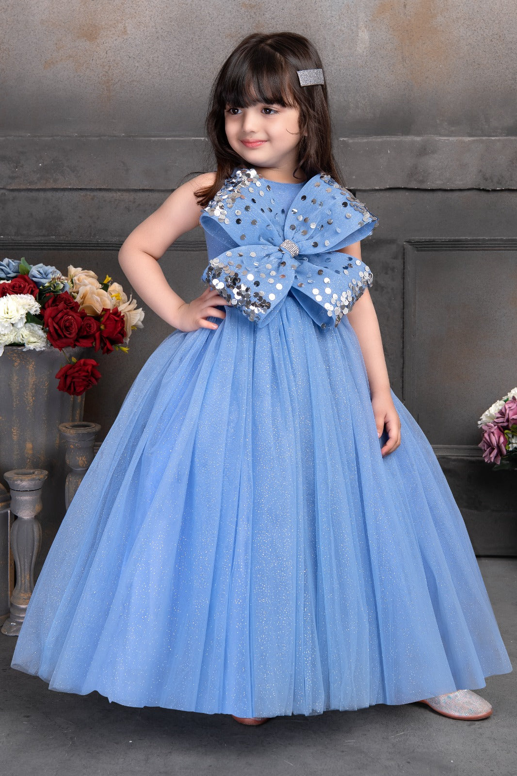 Sparkling Blue Bow Princess Gown