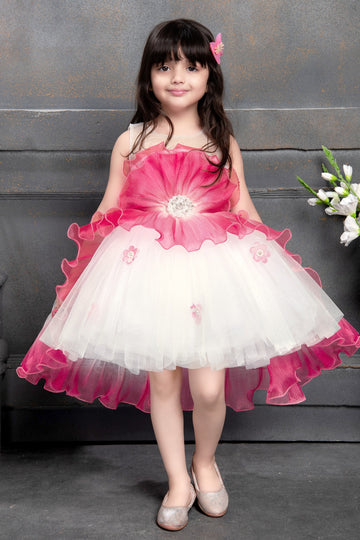 Elegant Multi Layered Party wear Applique Sleeve Party Dress