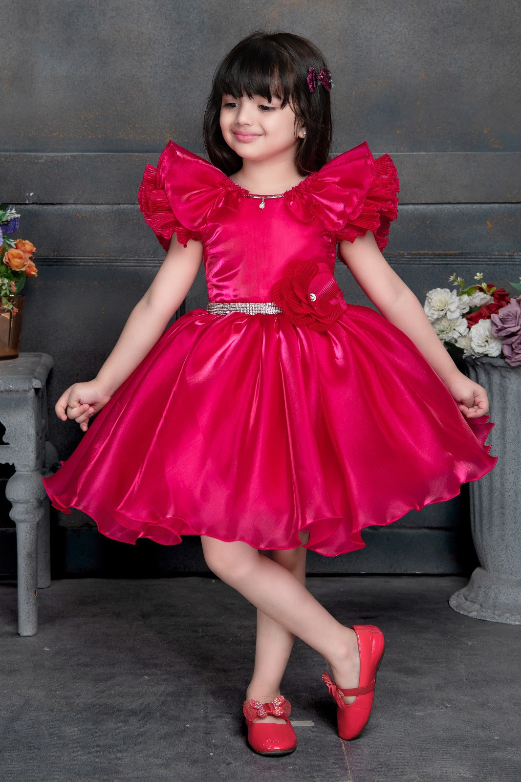 girls pink party dress Cute Baby Girl Dresses for Birthday Soft and lightweight fabric doesnt weigh her down when she moves Pink Party Wear Frocks For