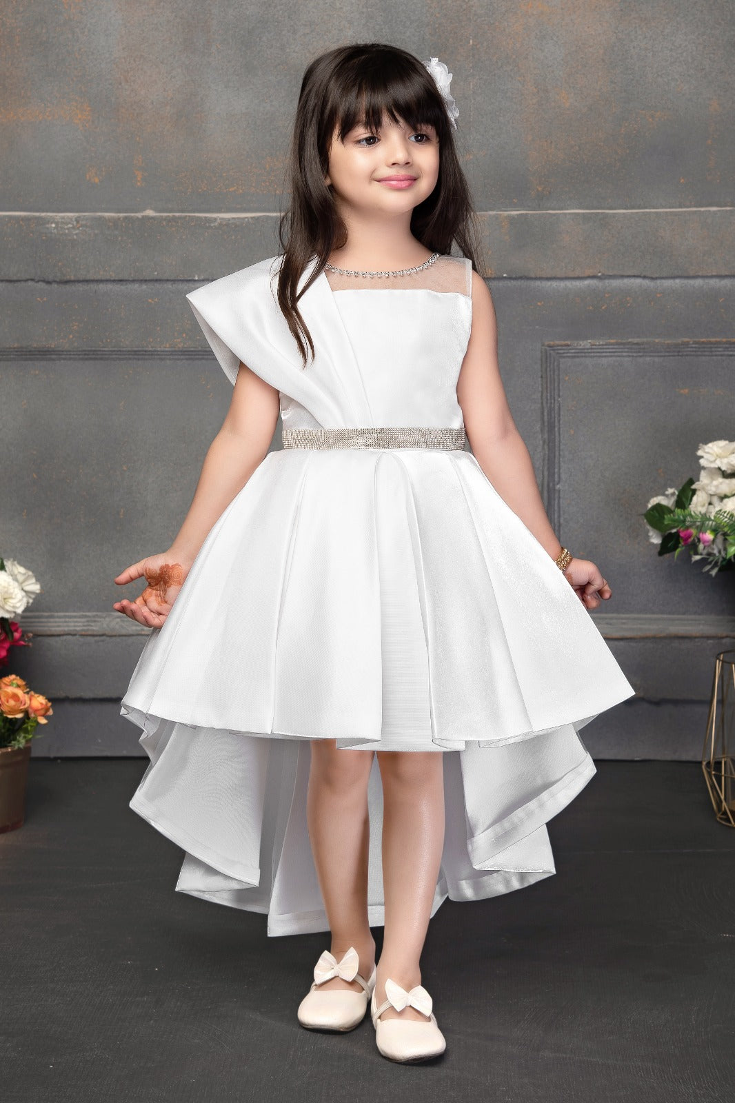 Elegant Multi Layered Party wear Applique Sleeve Party Dress - Inayah Fashion