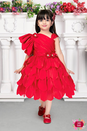 Elegant Multi Layered Party wear Applique Sleeve Party Dress