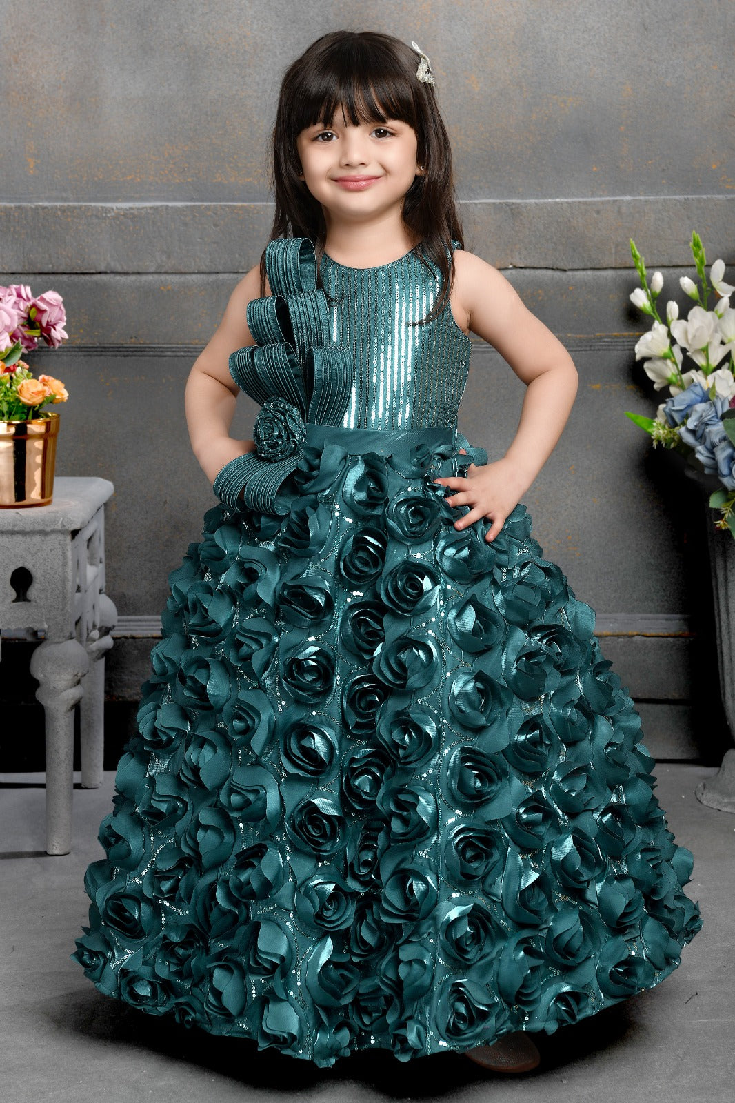 Elegant Multi Layered Party wear Applique Sleeve Party Dress - Inayah Fashion