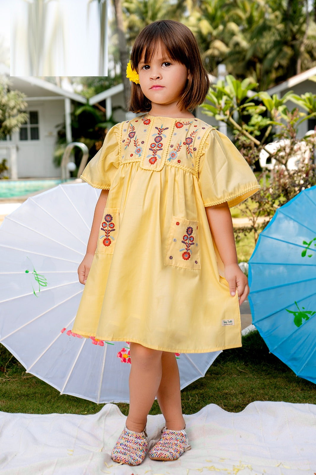 Golden Garden Embroidered Toddler Dress - Inayah Fashion