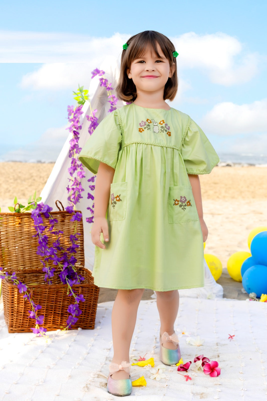 Sunny Seashore Embroidered Dress Perfect for springtime frolics - Inayah Fashion
