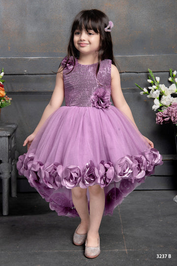 Lilac Petal Princess High-Low Girls' Party Dress - Inayah Fashion
