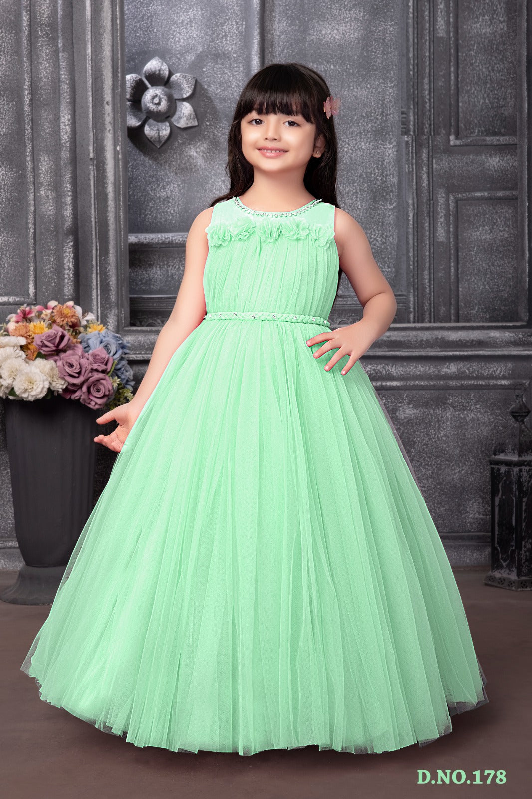Mint Blossom Princess Tulle Gown - Inayah Fashion