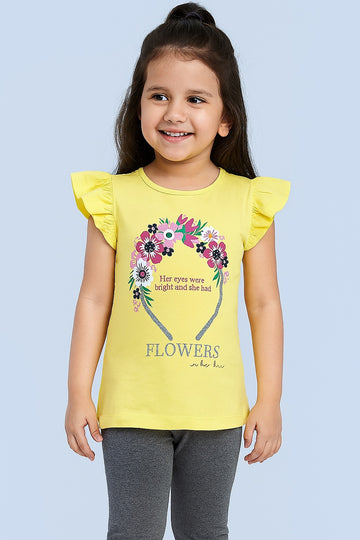 Floral Headband Ruffle Sleeve Top