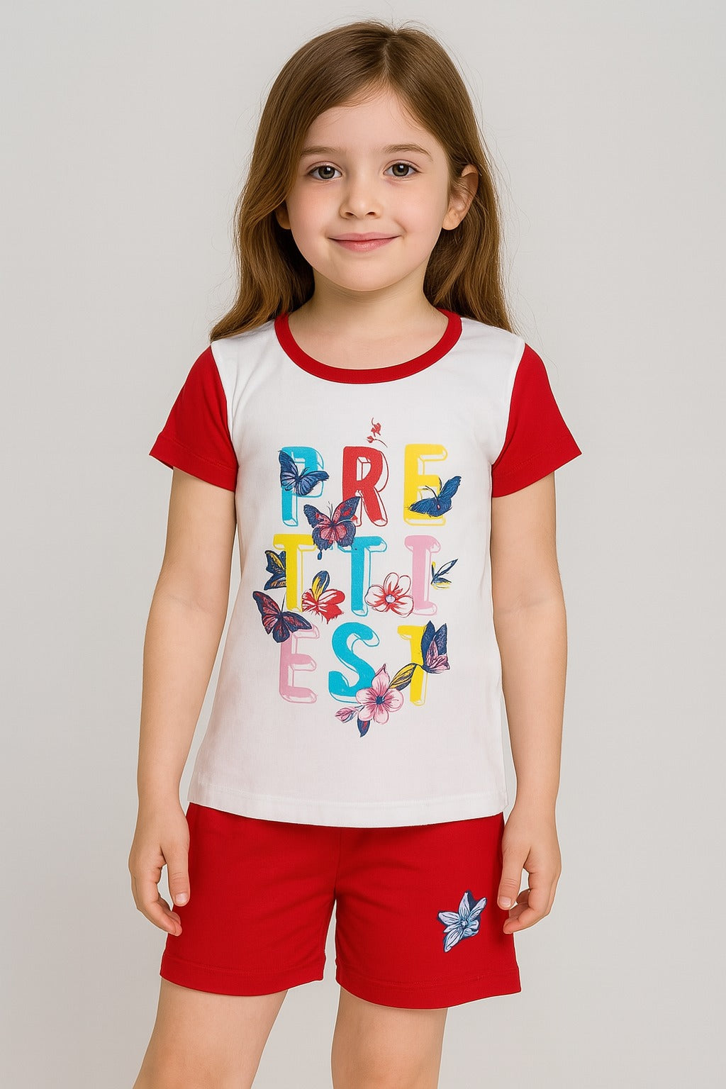 Girls' Butterfly Printed Cotton Night Suit – Prettyest Design - Inayah Fashion