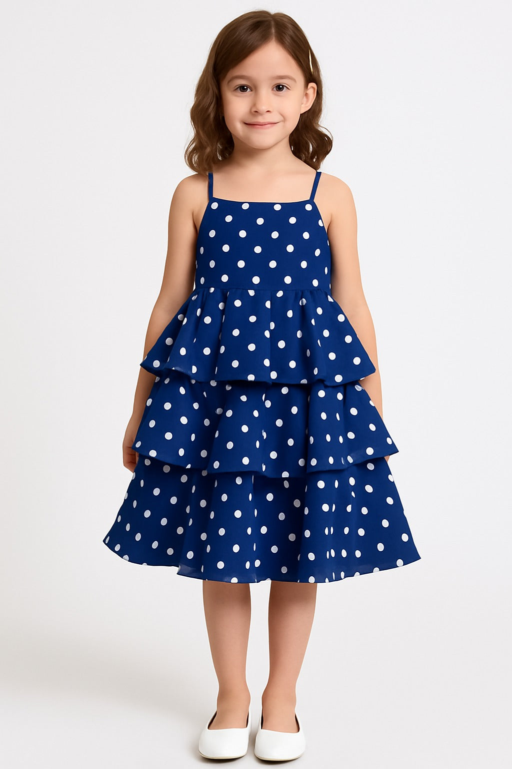 Navy Polka Dot Tiered Dress – Classic & Cool - Inayah Fashion