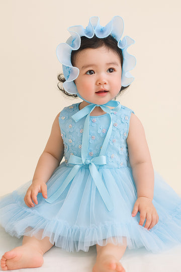Light Blue Embroidered Sleeveless Turquoise Dress