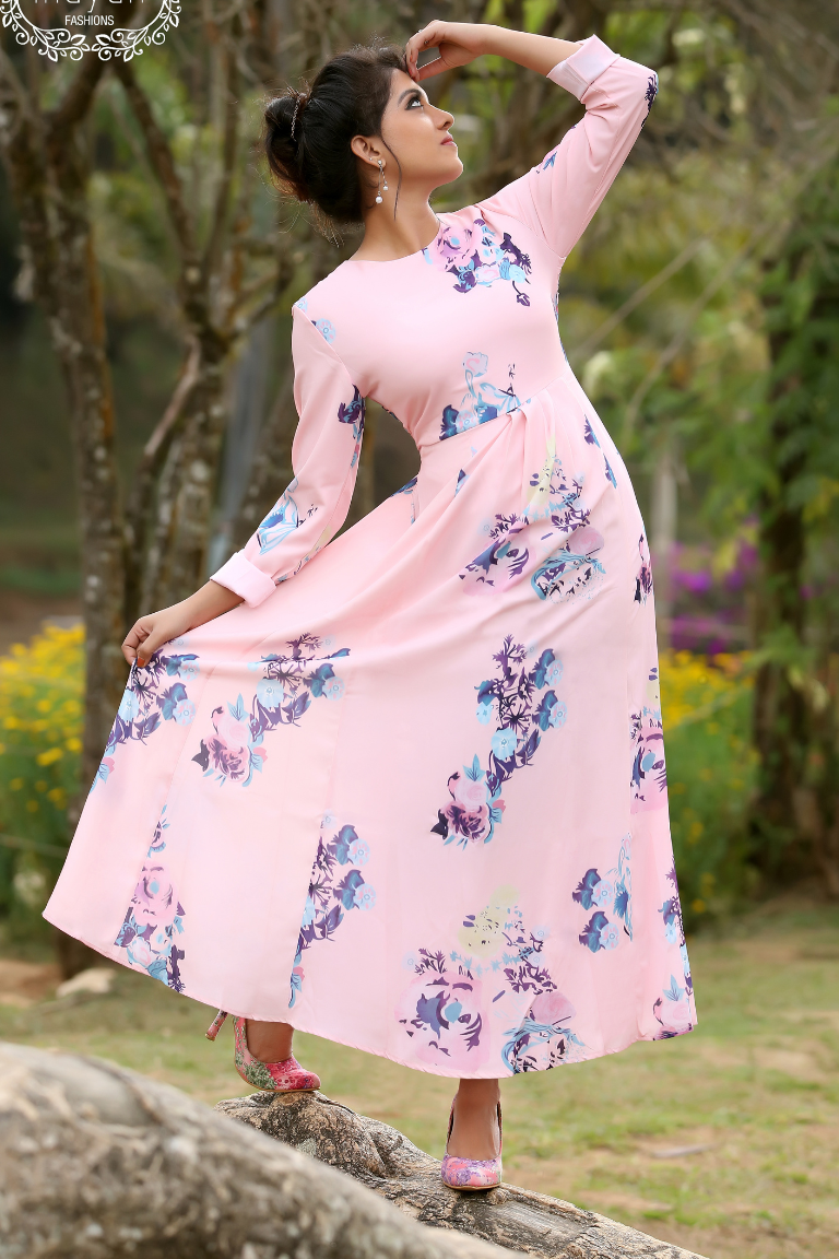 Imported Blush Garden Bloom Maxi Dress – Soft Pink Floral Elegance