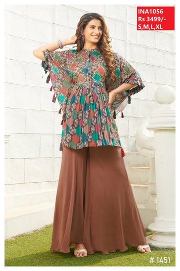 Premium Boho Printed Cape Top with Palazzo Set