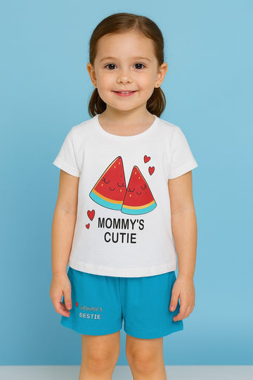 Mommy’s Cutie Printed T-Shirt & Shorts Set - Inayah Fashion