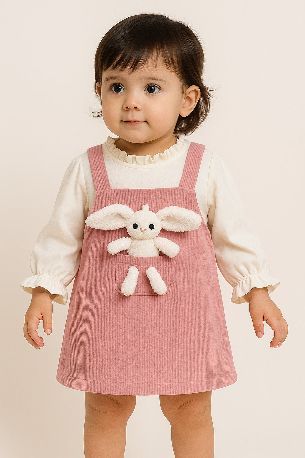 Adorable Teddy Bear Suspender Dress for Toddler