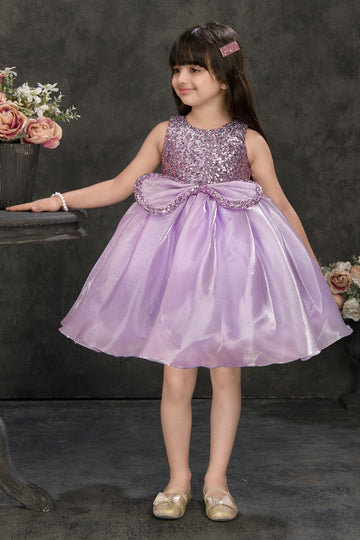 Lavender Sparkle Bow Party Dress for Girls