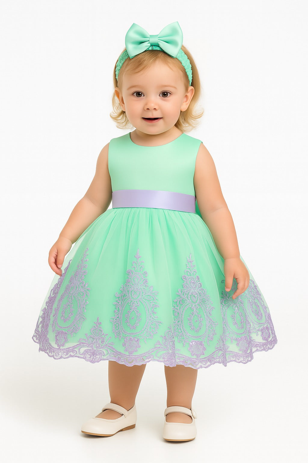 Mint Green Lace Princess Dress - Inayah Fashion
