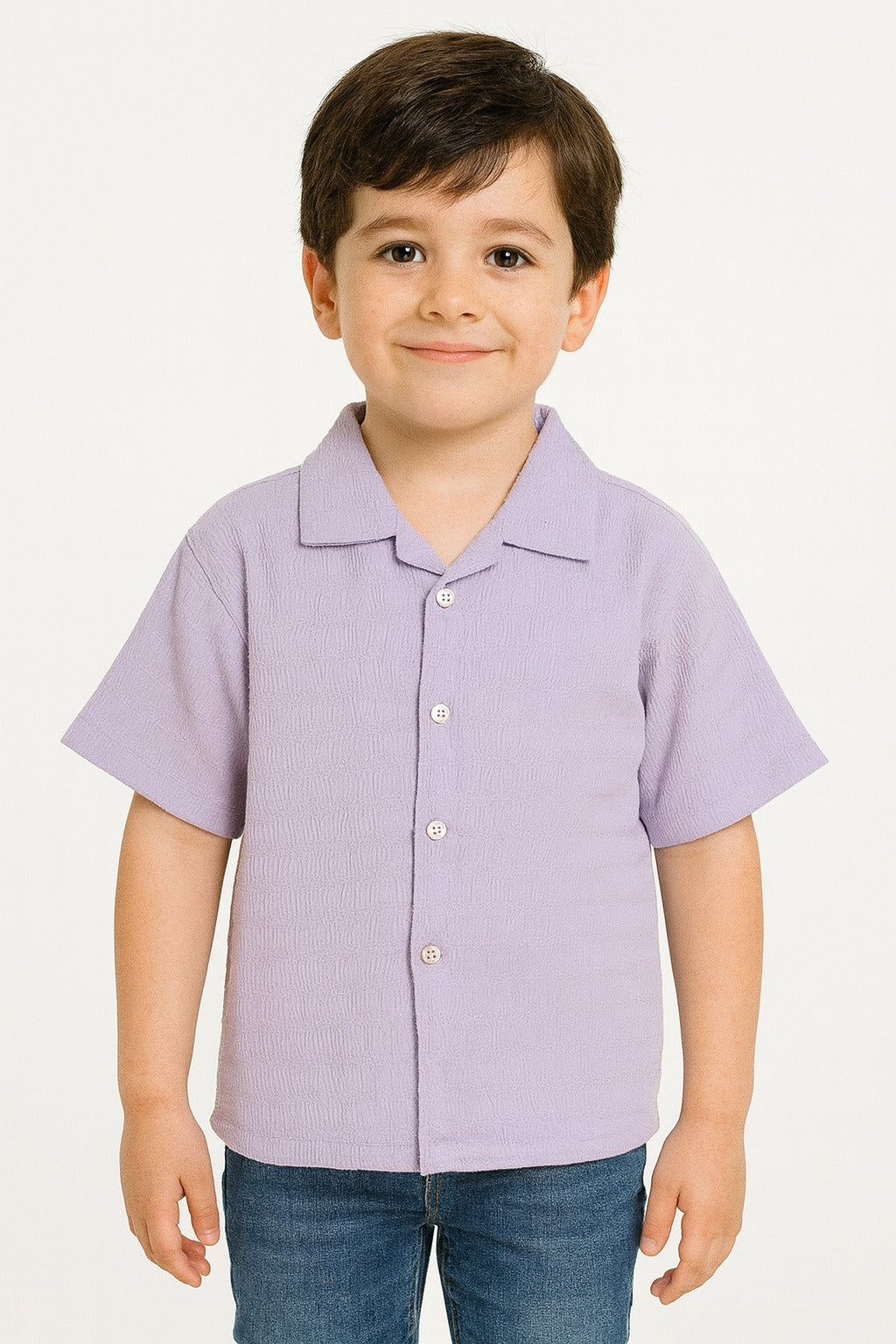 Boys Lavender Half Sleeve Shirt Stylish Casual and Party Wear