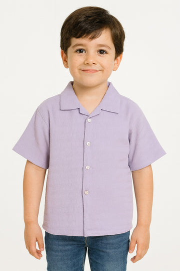 Boys Lavender Half Sleeve Shirt Stylish Casual and Party Wear