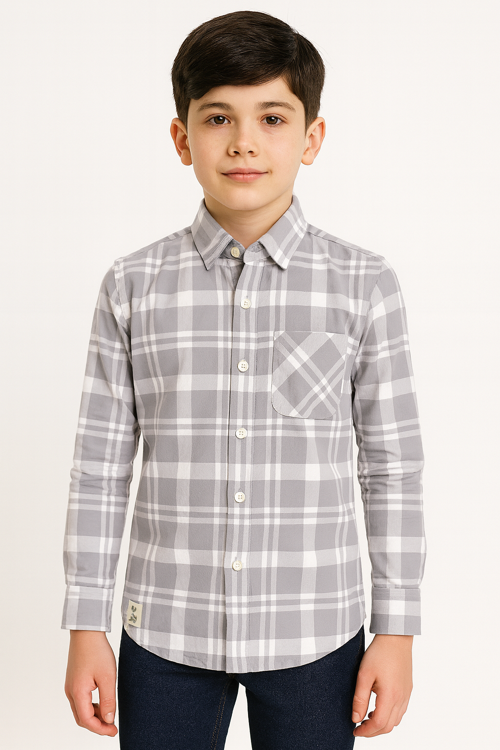 Boys Grey Checked Full Sleeve Shirt Stylish Casual and Party Wear Shirt