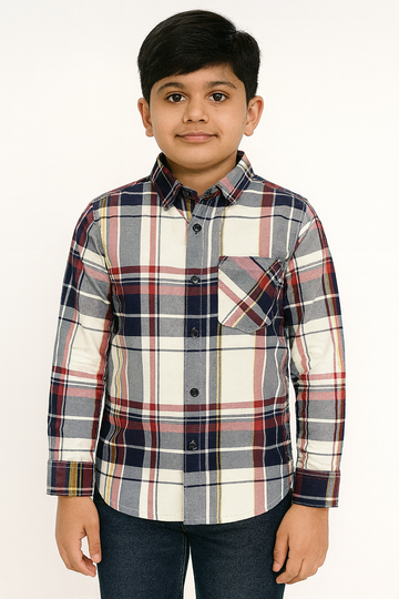 Boys Multicolor Checked Full Sleeve Shirt Stylish Casual and Party Wear Shirt