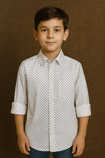 White Printed Full Sleeve Shirt Stylish Casual and Party Wear Shirt