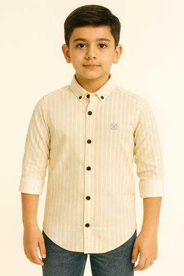 Yellow Striped Full Sleeve Shirt Stylish Casual and Party Wear Shi