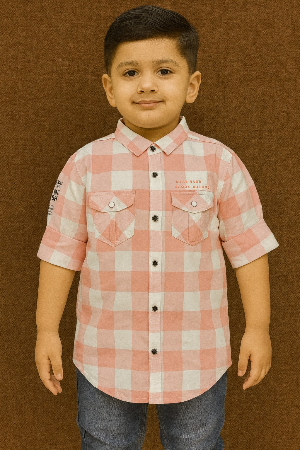 Pink Checked Half Sleeve Shirt Stylish Casual and Party Wear Shirt for Kids