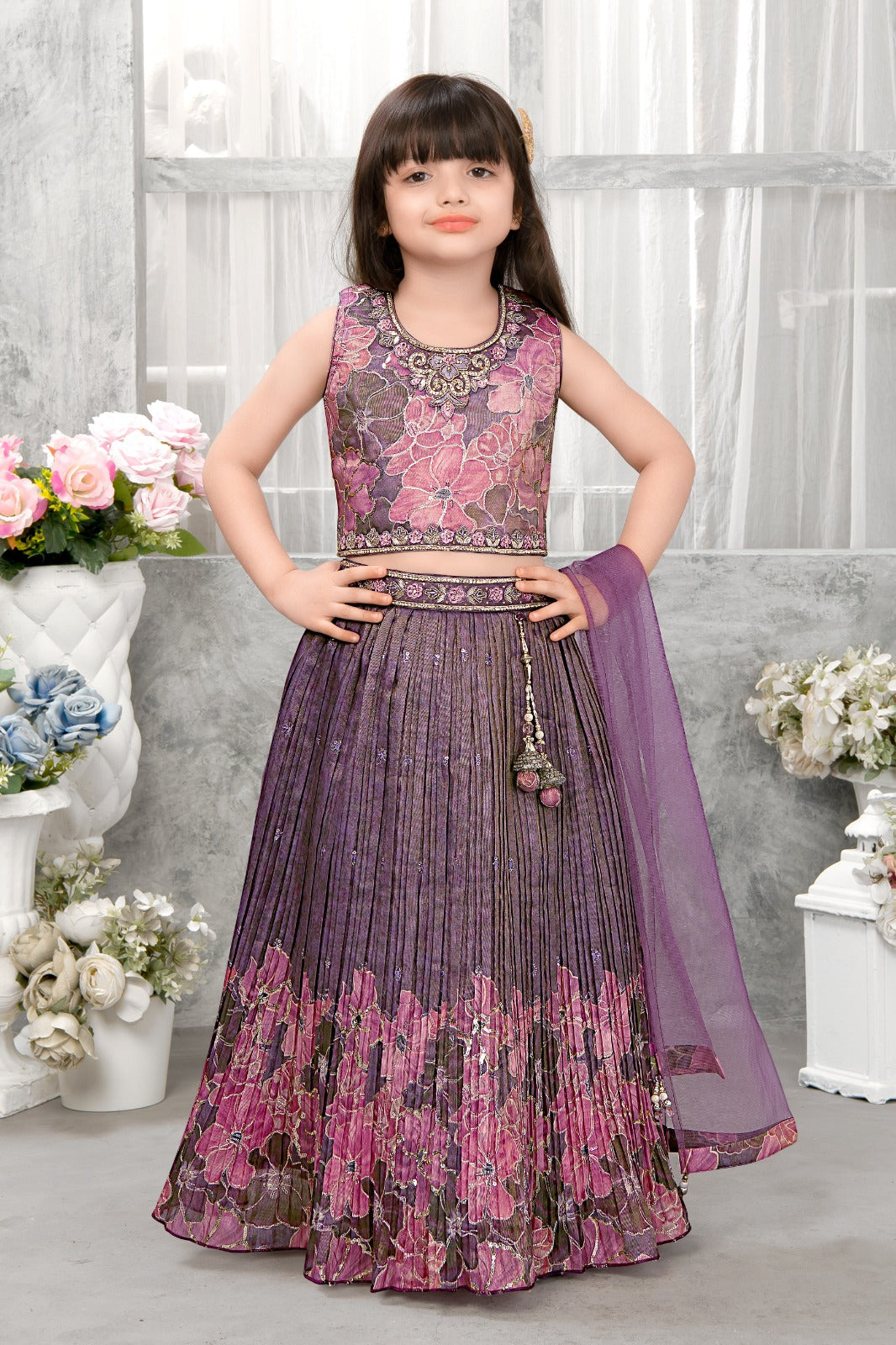 Royal Bloom Designer Lehenga Set – Violet Orchid