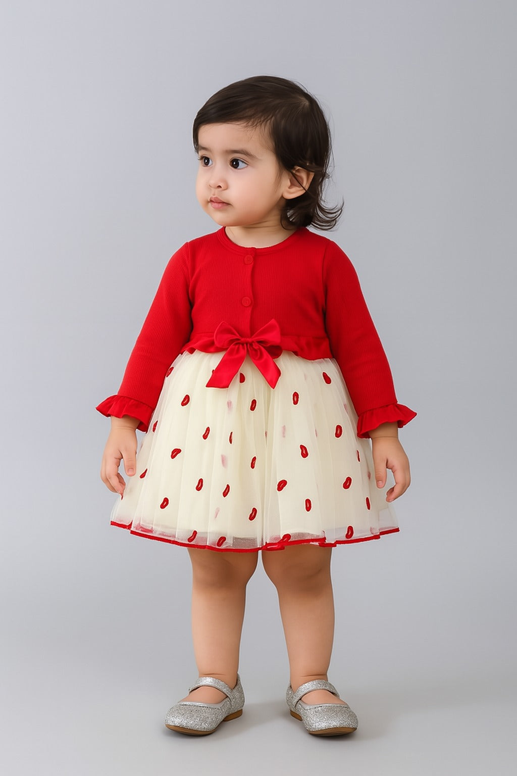 Elegant Solid Red Embroidery  Applique Party Dress