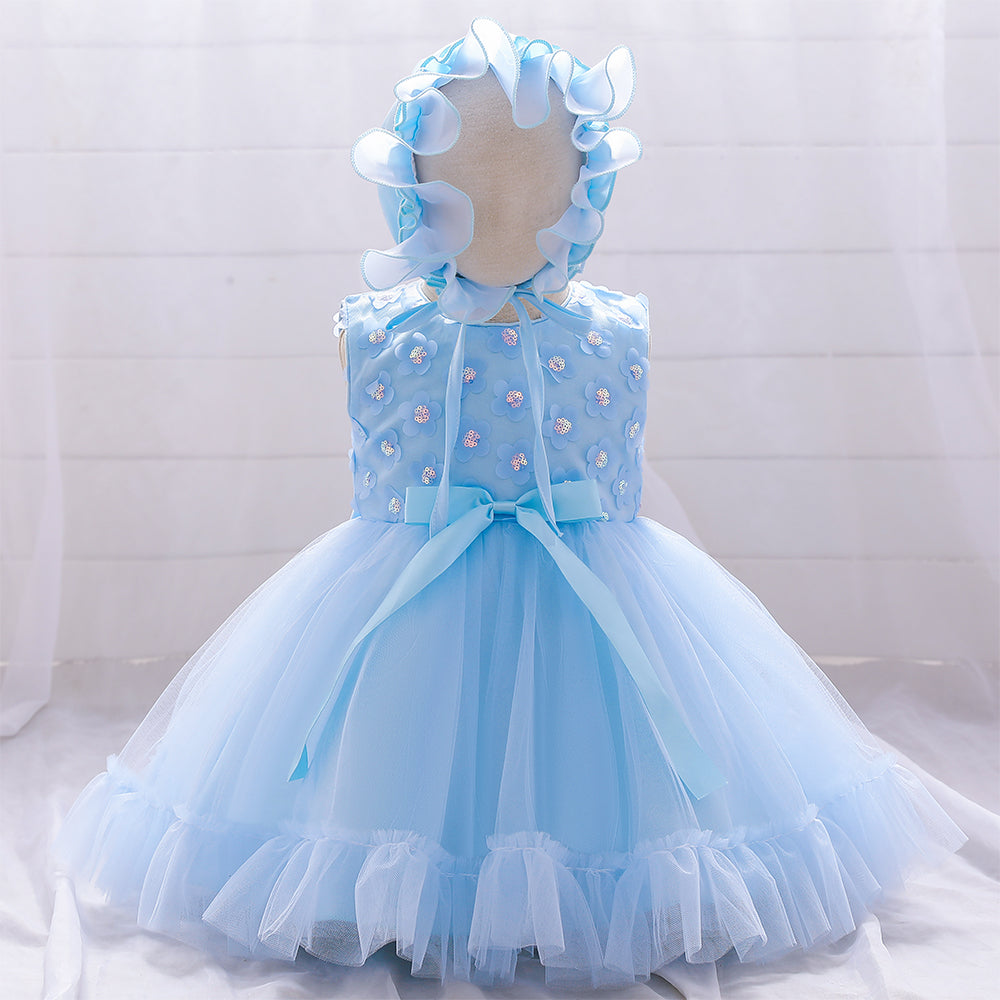 Light Blue Embroidered Sleeveless Turquoise Dress