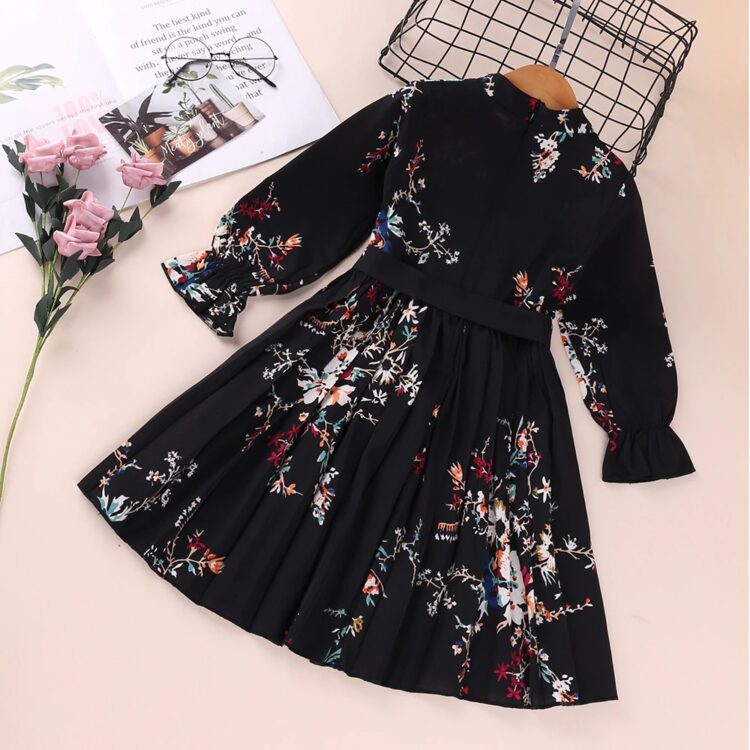 Midnight Blossom Long Sleeve Dress - Image 3